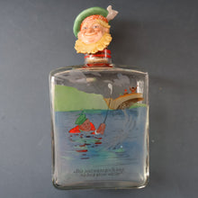 Load image into Gallery viewer, 1930s NOVELTY Golfing Glass Decanter. Decorated with Hand-Painted Comical Golfing Illustration - and with Fabulous Scotsman&#39;s Head Stopper

