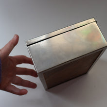 Load image into Gallery viewer, ANTIQUE Edwardian Silver Plate Cigar or Trinket Box - with hand embellised print by GEORGE WRIGHT. Carriage Image
