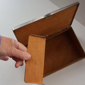 ANTIQUE Edwardian Silver Plate Cigar or Trinket Box - with hand embellised print by GEORGE WRIGHT. Carriage Image