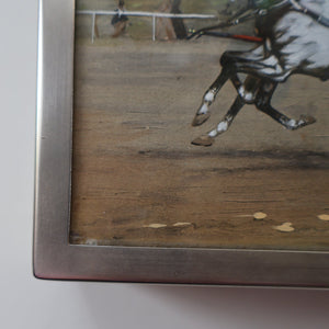ANTIQUE Edwardian Silver Plate Cigar or Trinket Box - with hand embellised print by GEORGE WRIGHT. Carriage Image