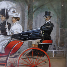 Load image into Gallery viewer, ANTIQUE Edwardian Silver Plate Cigar or Trinket Box - with hand embellised print by GEORGE WRIGHT. Carriage Image
