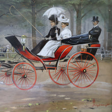Load image into Gallery viewer, ANTIQUE Edwardian Silver Plate Cigar or Trinket Box - with hand embellised print by GEORGE WRIGHT. Carriage Image
