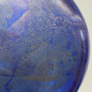 LARGE Azurene Vintage 1980s ISLE OF WIGHT Glass Royal Blue and Gold Lollipop Vase