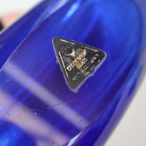 LARGE Azurene Vintage 1980s ISLE OF WIGHT Glass Royal Blue and Gold Lollipop Vase
