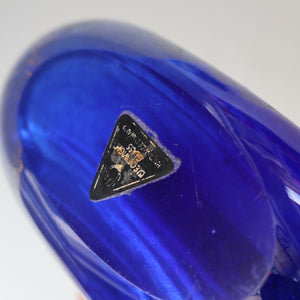 LARGE Azurene Vintage 1980s ISLE OF WIGHT Glass Royal Blue and Gold Lollipop Vase