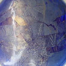 Load image into Gallery viewer, LARGE Azurene Vintage 1980s ISLE OF WIGHT Glass Royal Blue and Gold Lollipop Vase
