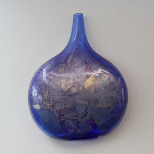 Load image into Gallery viewer, LARGE Azurene Vintage 1980s ISLE OF WIGHT Glass Royal Blue and Gold Lollipop Vase
