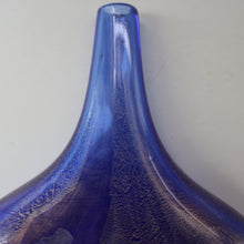 Load image into Gallery viewer, LARGE Azurene Vintage 1980s ISLE OF WIGHT Glass Royal Blue and Gold Lollipop Vase
