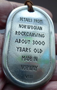 Vintage Norwegian Pewter Pendant Cave Carving Images
