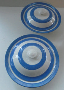 Rare PAIR of Vintage TG Green CORNISHWARE Covered Dish with  Old Green Shield Mark