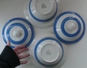 Rare PAIR of Vintage TG Green CORNISHWARE Covered Dish with  Old Green Shield Mark