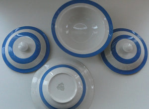 Rare PAIR of Vintage TG Green CORNISHWARE Covered Dish with  Old Green Shield Mark