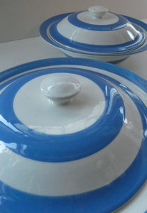 Rare PAIR of Vintage TG Green CORNISHWARE Covered Dish with  Old Green Shield Mark