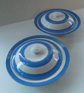 Rare PAIR of Vintage TG Green CORNISHWARE Covered Dish with  Old Green Shield Mark