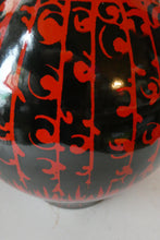 Load image into Gallery viewer, LARGE Vintage Italian Ceramic Table Lamp. Designed by Alvino BAGNI. Glossy Red and Black Finish
