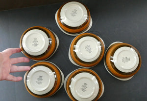 SWEDISH Pottery. Vintage RORSTRAND Set of Six Pudding Bowls. ANNIKA Design
