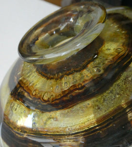 Isle of Wight Glass Perfume Bottle with Squat Ball Stopper Tortoiseshell Pattern