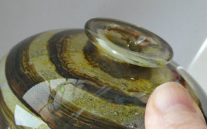 Isle of Wight Glass Perfume Bottle with Squat Ball Stopper Tortoiseshell Pattern