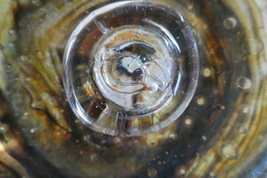 Isle of Wight Glass Perfume Bottle with Squat Ball Stopper Tortoiseshell Pattern