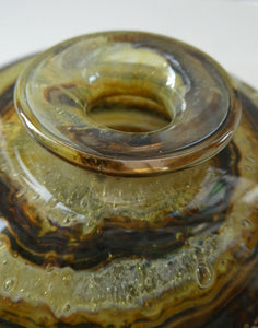 Isle of Wight Glass Perfume Bottle with Squat Ball Stopper Tortoiseshell Pattern