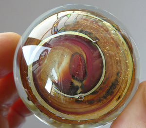 Isle of Wight Glass Perfume Bottle with Squat Ball Stopper Tortoiseshell Pattern