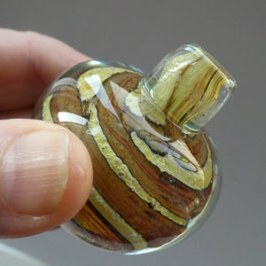 Isle of Wight Glass Perfume Bottle with Squat Ball Stopper Tortoiseshell Pattern