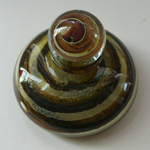 Isle of Wight Glass Perfume Bottle with Squat Ball Stopper Tortoiseshell Pattern