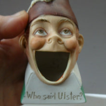 Load image into Gallery viewer, 1920s Schafer &amp; Vater Ashtray Match Holder. Who Said Ulster? 
