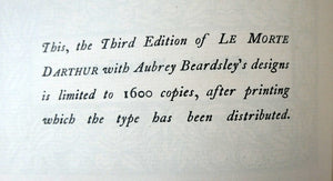AUBREY BEARDSLEY: 1927 Rare Copy of the Morte d'Arthur. Lavishly Illustrated Volume (3rd Edition)