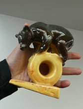 Load image into Gallery viewer, 1950s RUSSIAN Konakovo Majolica Acrobatic Bear - with 3NK (or Zeke / Zik mark). Made in the USSR
