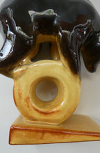 Load image into Gallery viewer, 1950s RUSSIAN Konakovo Majolica Acrobatic Bear - with 3NK (or Zeke / Zik mark). Made in the USSR
