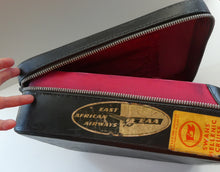 Load image into Gallery viewer, Vintage 1950s Thick Black Leather NORRIS LUGGAGE Small Travelling Case. With Original Old Cruise Labels

