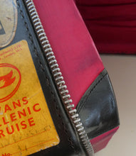 Load image into Gallery viewer, Vintage 1950s Thick Black Leather NORRIS LUGGAGE Small Travelling Case. With Original Old Cruise Labels
