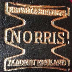 Vintage 1950s Thick Black Leather NORRIS LUGGAGE Small Travelling Case. With Original Old Cruise Labels