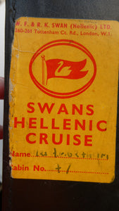 Vintage 1950s Thick Black Leather NORRIS LUGGAGE Small Travelling Case. With Original Old Cruise Labels