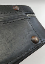 Load image into Gallery viewer, Vintage 1950s Thick Black Leather NORRIS LUGGAGE Small Travelling Case. With Original Old Cruise Labels
