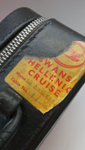 Load image into Gallery viewer, Vintage 1950s Thick Black Leather NORRIS LUGGAGE Small Travelling Case. With Original Old Cruise Labels
