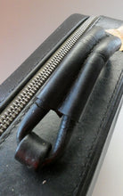 Load image into Gallery viewer, Vintage 1950s Thick Black Leather NORRIS LUGGAGE Small Travelling Case. With Original Old Cruise Labels
