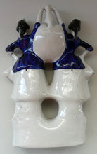 Load image into Gallery viewer, Antique Staffordshire Figurine. Pair of Scottish Lasses Dancing. Antique Ceramic Pocket Watch Holder
