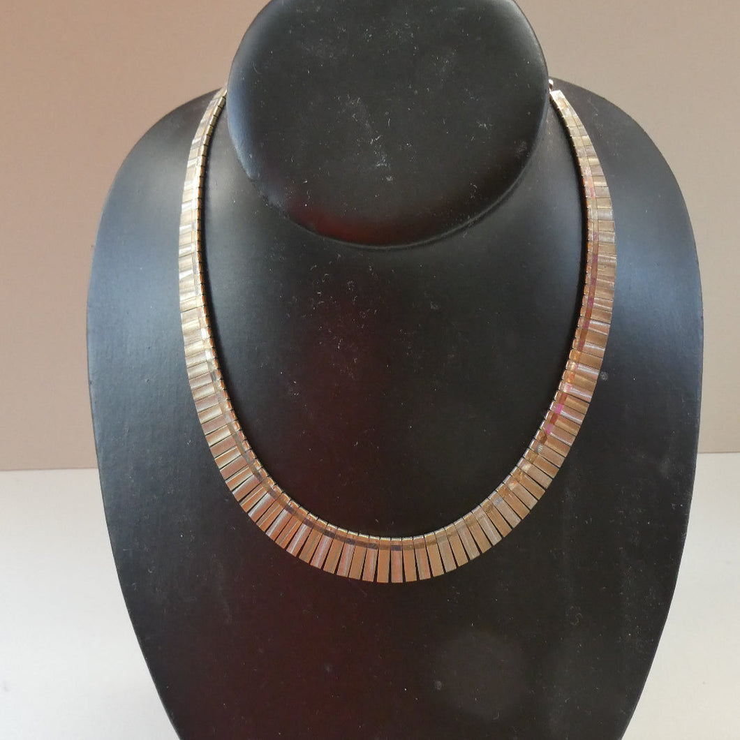 Vintage 1970s Italian STERLING SILVER Articulated Fringe Necklace. 16 3/4 inches