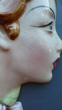 Load image into Gallery viewer, 1930s ART DECO Wall Mask by Cope &amp; Co. Art Deco Lady with Green Bonnet and Matching Green Jumper with Bow
