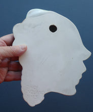 Load image into Gallery viewer, 1930s ART DECO Wall Mask by Cope &amp; Co. Art Deco Lady with Green Bonnet and Lilac Beads
