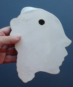 1930s ART DECO Wall Mask by Cope & Co. Art Deco Lady with Green Bonnet and Lilac Beads