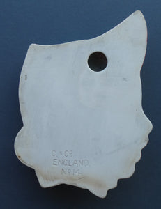 1930s ART DECO Wall Mask by Cope & Co. Girl with Dark Pink Bonnet and Black Ribbon
