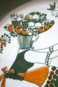 1960s Norwegian PLATE by Figgjo Flint. Sicilia Design Featuring Girl with Grapes