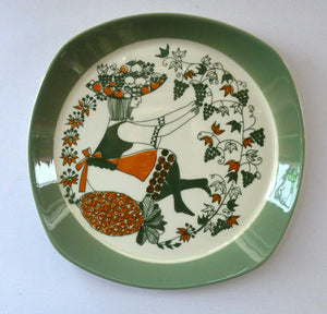 1960s Norwegian PLATE by Figgjo Flint. Sicilia Design Featuring Girl with Grapes