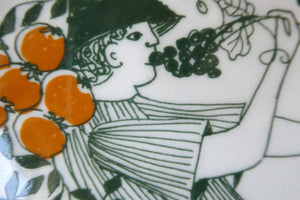 1960s Norwegian  PLATE by Figgjo Flint (Sicilia Design) by Turi Gramstad. A Boy with Grapes