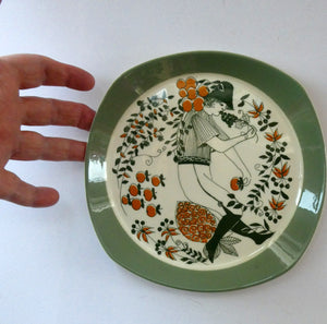 1960s Norwegian PLATE by Figgjo Flint (Sicilia Design) by Turi Gramstad. A Boy with Grapes