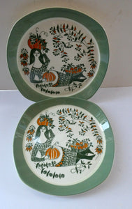 1960s Nowegian PLATE by Figgjo Flint (Sicilia Design) by Turi Gramstad. A Girl with Pumpkins