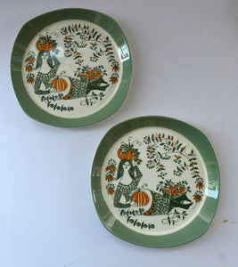 1960s Norwegian PLATE by Figgjo Flint (Sicilia Design) by Turi Gramstad. A Girl with Pumpkins